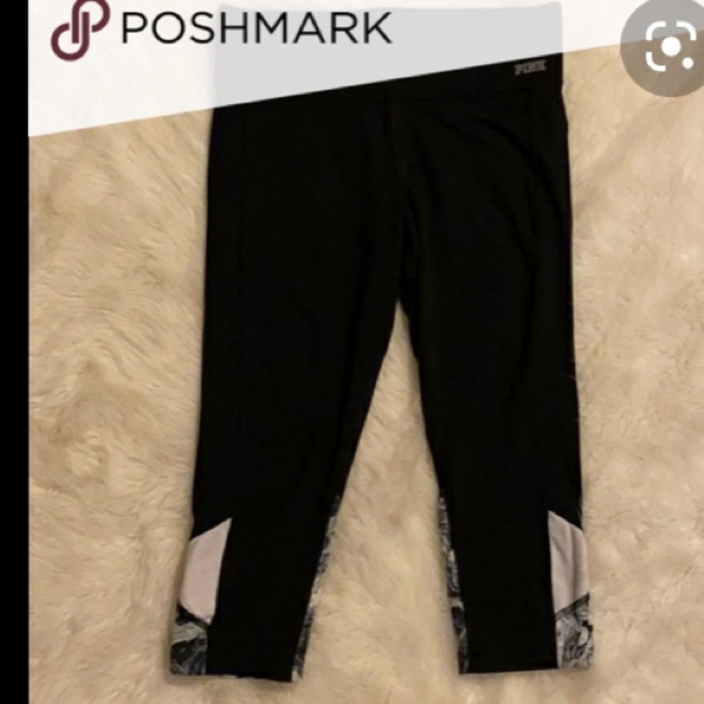 PINK VS S NWOT CROPPED LEGGINGS W/ MARBLE BOTTOM